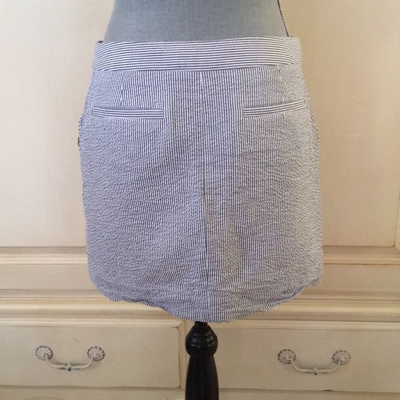 J crew blue and white striped seersucker skirt - Picture 3 of 8